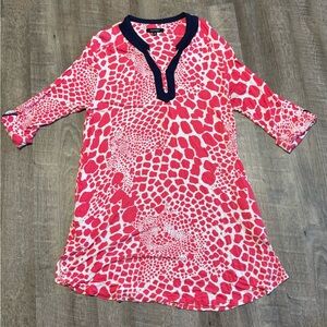 Ellen Tracy Pink and White Patterned Top 1X